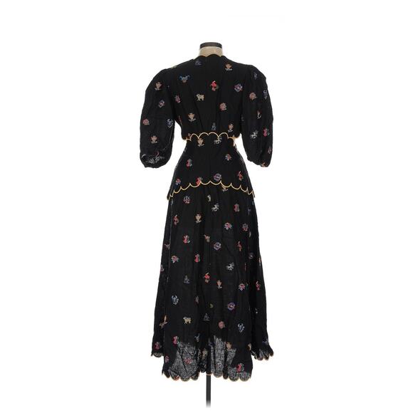 NWT Farm Rio Cross Stitch Embroidered Linen-Blend Maxi Dress Horoscope Zodiac M - Picture 3 of 5